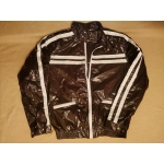 New shiny nylon wet look vintage jacket interstripes wind coat